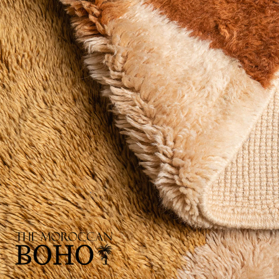 Sahara - Luxury Beni Ourain Runner Rug (Beige-Mustard-Burgundy)