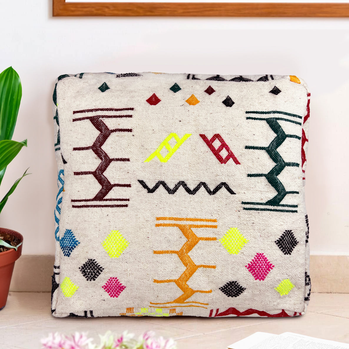 Berber Floor Cushion Kilim Pouf newest - Bohemian Living Room Decor - Hassock & Ottoman Footstool - Handwoven kilim Pouffe - Unstuffed