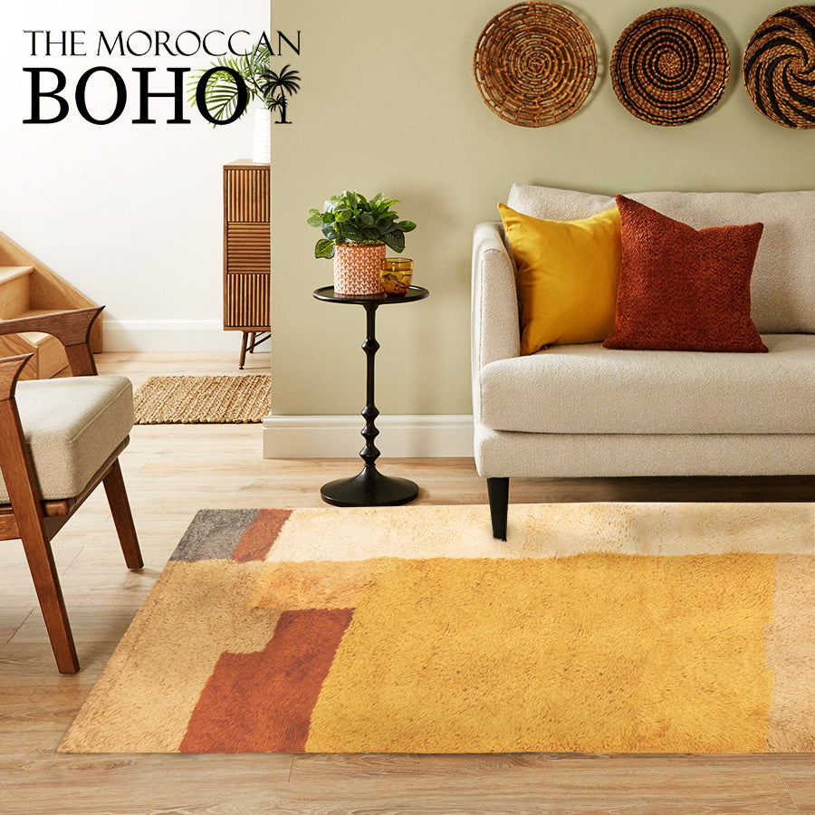 Sahara - Luxury Beni Ourain Runner Rug (Beige-Mustard-Burgundy)