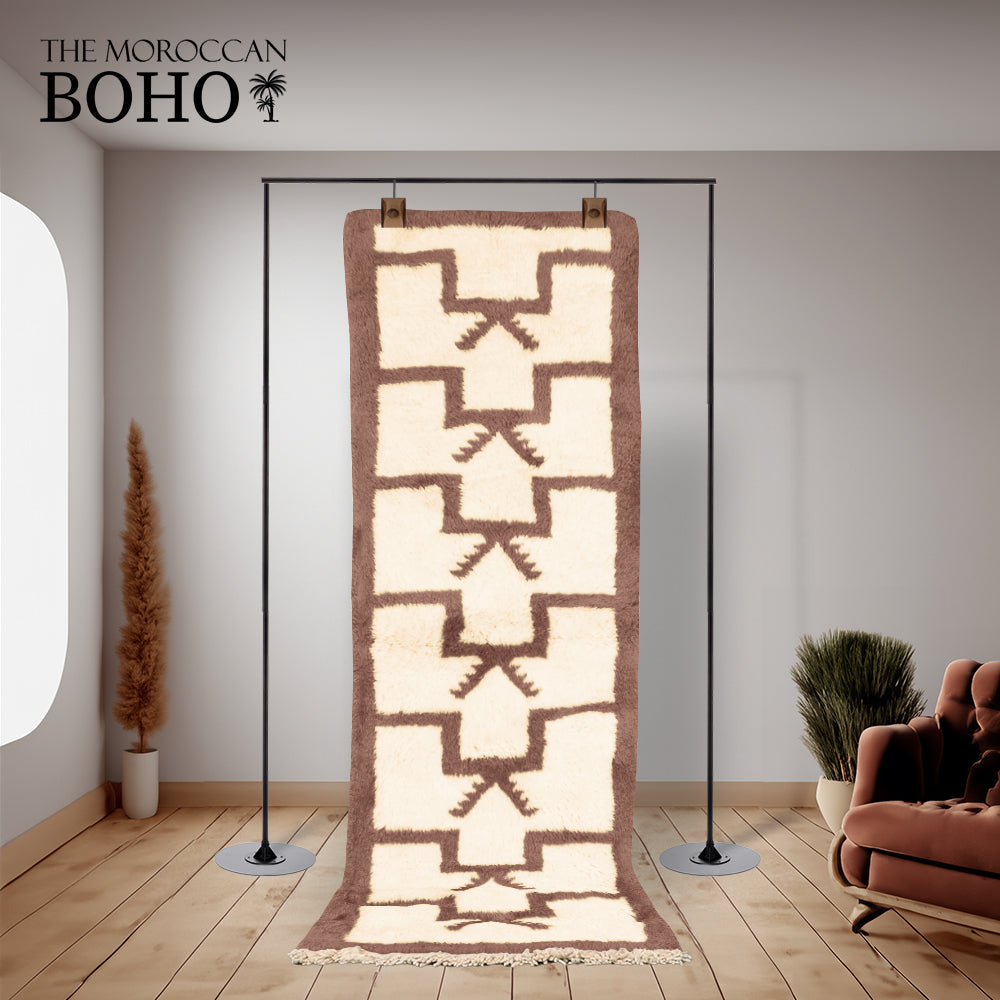 Jigsaw - Luxury Beni Ourain Runner Rug (Beige-Brown)