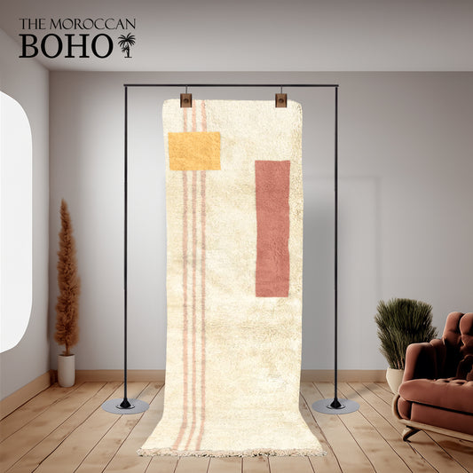 Nebula - Luxury Beni Ourain Runner Rug (Beige-Burgandy-Mustard)