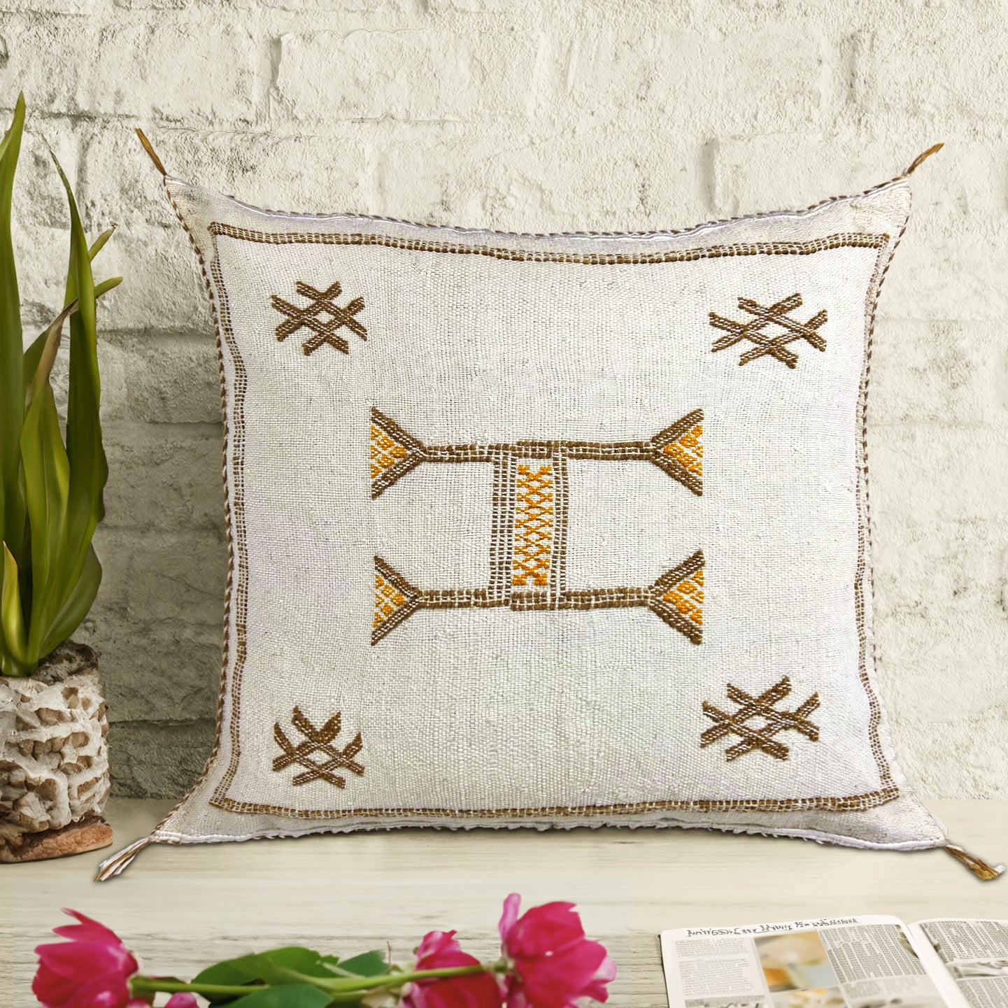 Cactus silk throw pillow cover - Moroccan Handmade