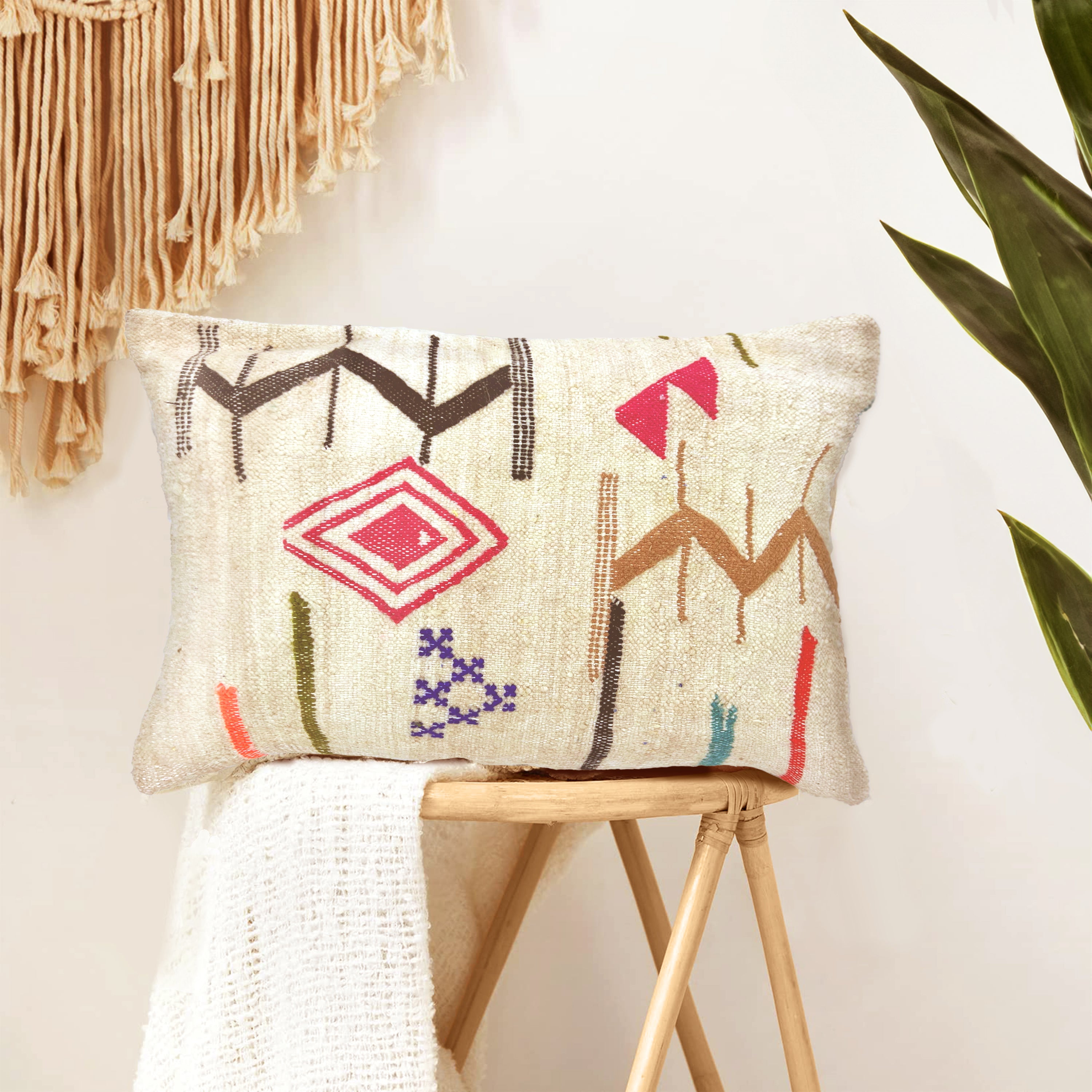 Berber Kilim Throw Pillow cover Handmade The Moroccan Boho